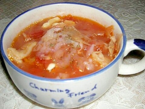 蓮根とチキンのトマトスープ
